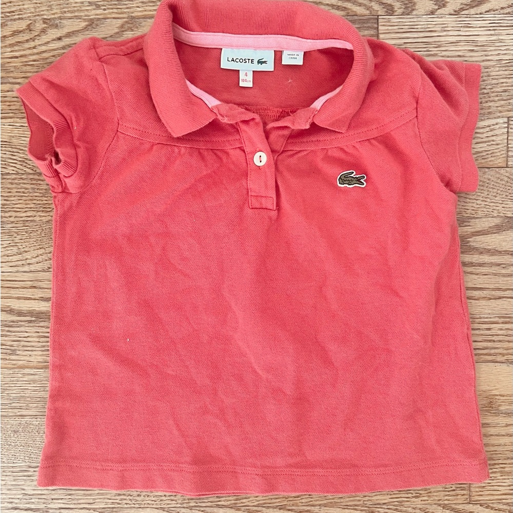 Girls Lacoste Pink Polo Shirt Classic Cotton Top 4y